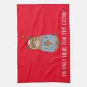 Grappige sarcastische kat met lelijke trui theedoek (Verticaal)