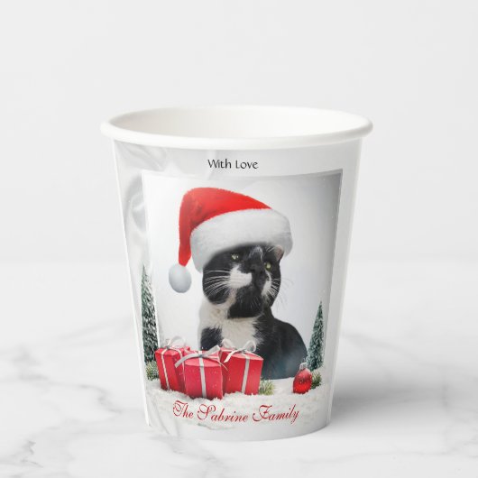 Grappige Sarcastische Kat Santas Pet Kerst Papier  Papieren Bekers (Voorkant)