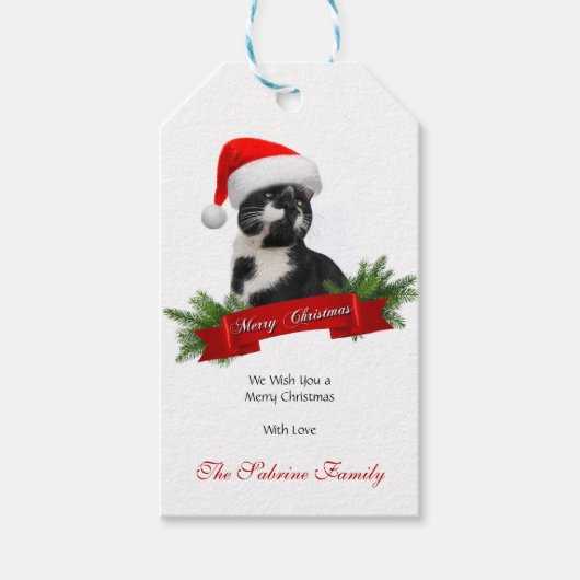Grappige Sarcastische Kat Santas Pet Kerstcadeau T Cadeaulabel (Voorkant)