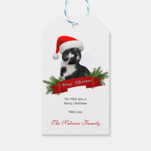 Grappige Sarcastische Kat Santas Pet Kerstcadeau T Cadeaulabel (Achterkant)