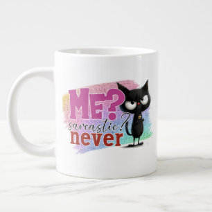 Grappige sarcastische kat woordkunst grote koffiekop