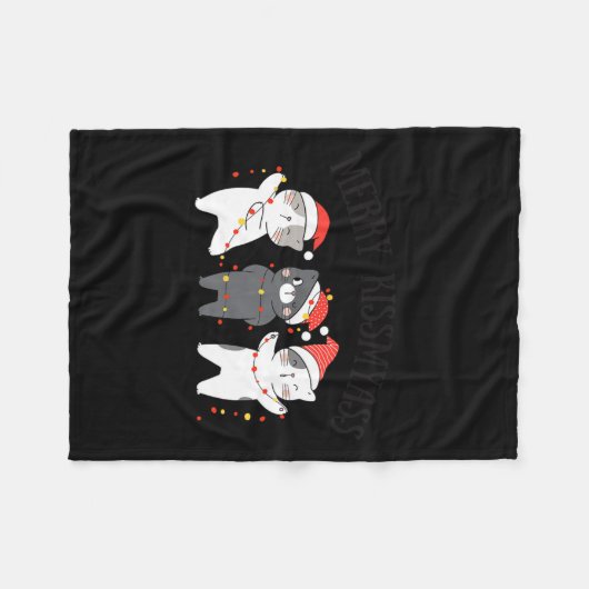 Grappige Sarcastische Katten Vrolijk Kusmy Xmas Py Fleece Deken (Voorkant (Horizontaal))