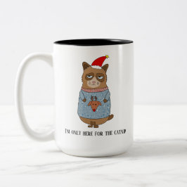 Grappige Sarcastische Kerstkat Tweekleurige Koffiemok