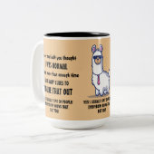 Grappige sarcastische Lamas citaten Tweekleurige Koffiemok (Voorkant links)