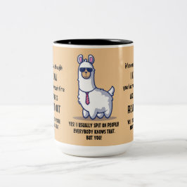 Grappige sarcastische Lamas citaten Tweekleurige Koffiemok