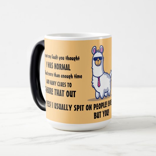 Grappige sarcastische lamas magische mok (Voorkant links)