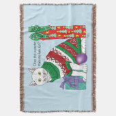 Grappige Sarcastische Lelijke Kersttrui Witte Kat Deken (Voorkant Verticaal)