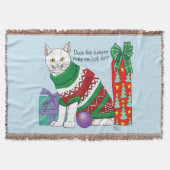 Grappige Sarcastische Lelijke Kersttrui Witte Kat Deken (Voorkant)