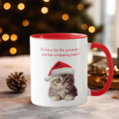 Grappige sarcastische Maine Coon Kat Santa Hoed Cu Mok