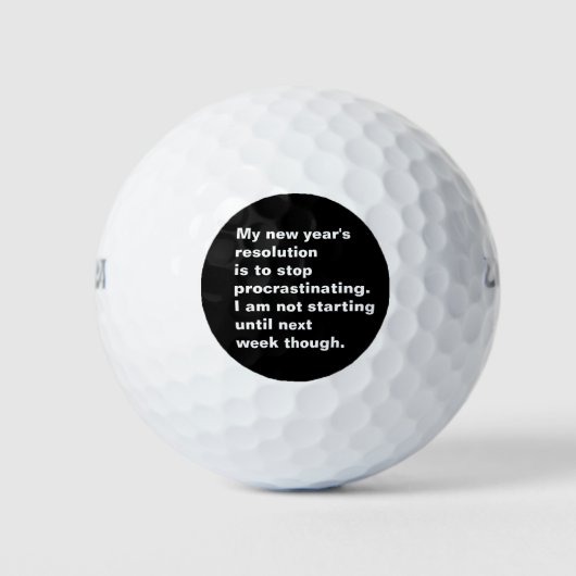 Grappige sarcastische nieuwjaarsresolutie quote golfballen (Voorkant)