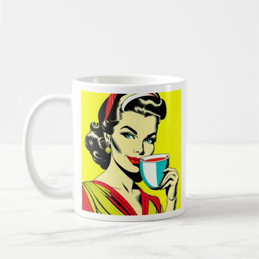 Grappige sarcastische retro dame koffie Humor Koffiemok (Links)