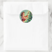 Grappige sarcastische retro kerst humor ronde sticker (Tas)