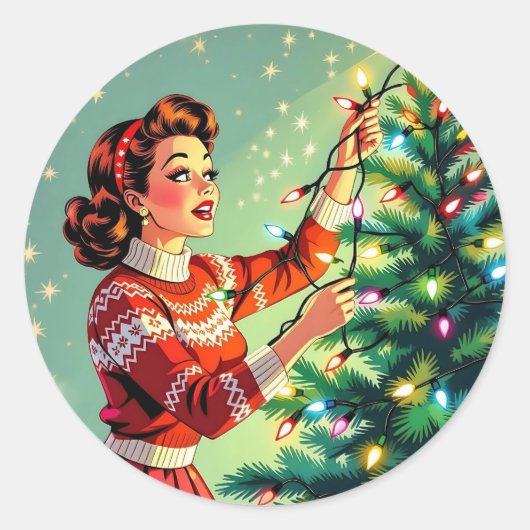 Grappige sarcastische retro kerst humor ronde sticker (Voorkant)
