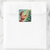 Grappige Sarcastische Retro Kerst Humor Vierkante Sticker (Tas)