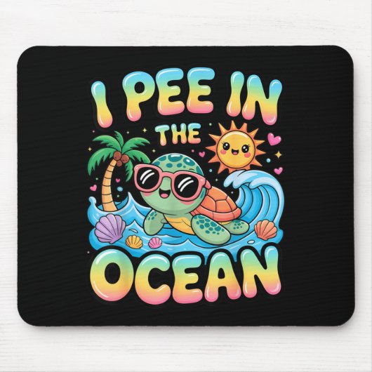 Grappige sarcastische strand kawaii schildpad kind muismat (Voorkant)