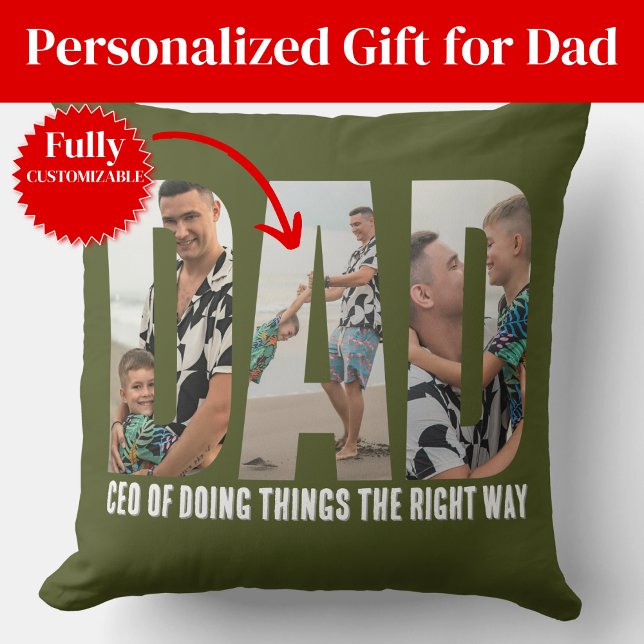 Grappige Sarcastische Vader Fotocollage Worp Kusse Kussen (Funny Sarcasm Dad Photo Collage Throw Pillow
)