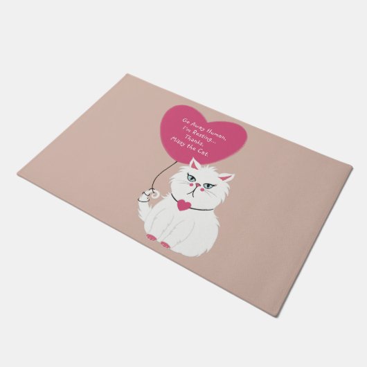 Grappige Sarcastische Witte Kat Custom Ga Weg Deurmat (Schuin)