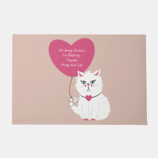 Grappige Sarcastische Witte Kat Custom Ga Weg Deurmat (Voorkant)