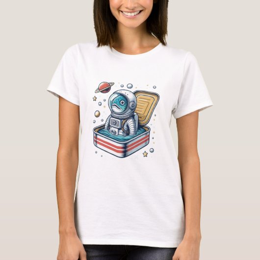 Grappige Sardine Astronaut Dames T-shirt (Voorkant)