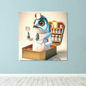 Grappige Sardine Dokter Vis-ician Grappige Quote Canvas Afdruk (Insitu (Houten vloer))