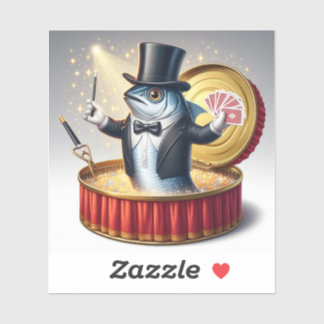 Grappige Sardine Magiër Goochelaar Illusie Vis Sticker