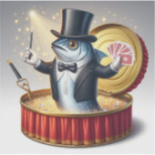 Grappige Sardine Magiër Goochelaar Illusie Vis Sticker (Voorkant)