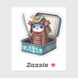 Grappige Sardine Samurai Vinyl Sticker