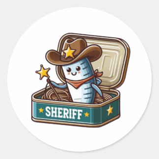 Grappige Sardine Sheriff Vinyl Sticker