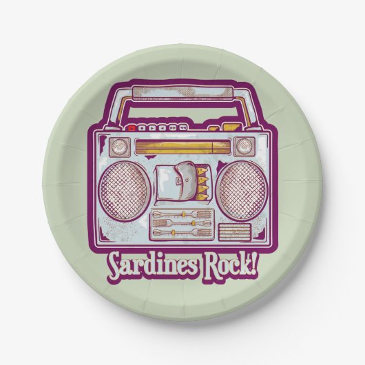 Grappige sardines tin stereo papieren bordje (Voorkant)