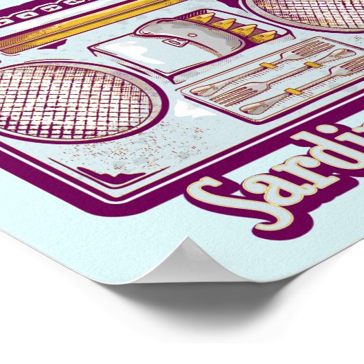 Grappige sardines tin stereo poster (Hoek)