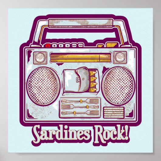 Grappige sardines tin stereo poster (Voorkant)