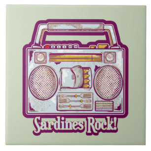 Grappige sardines tin stereo tegeltje