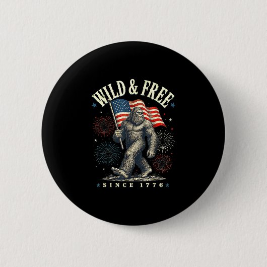 Grappige sasquatch amerikaanse vlag wild en sinds ronde button 5,7 cm (Voorkant)