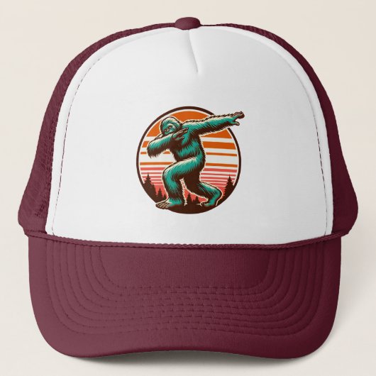 Grappige Sasquatch Bigfoot Dabbing gepersonaliseer Trucker Pet (Voorkant)