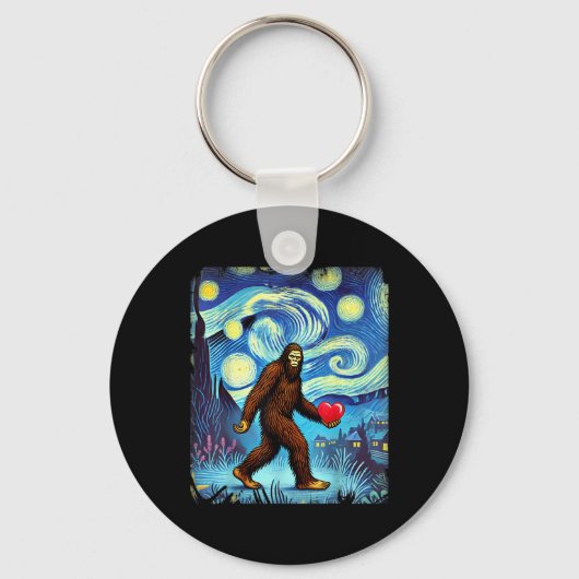 Grappige Sasquatch Bigfoot Hart Valentijnsdag Boys Sleutelhanger (Voorkant)