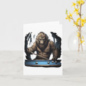 Grappige Sasquatch Bigfoot spelen biljart Kaart (Gele Bloem)