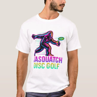 Grappige Sasquatch Disc Golf Retro Neon - Bigfoot  T-shirt