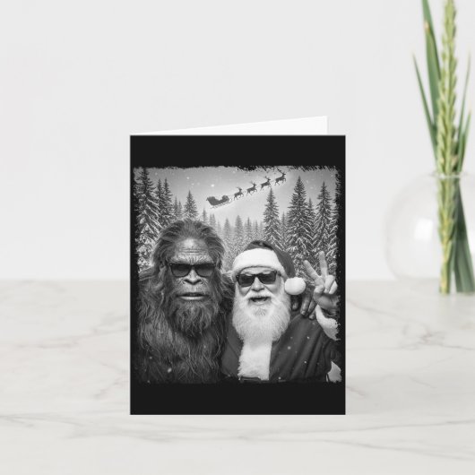 Grappige Sasquatch Meme Cool Selfie Met Sinterklaa Kaart (Voorkant)