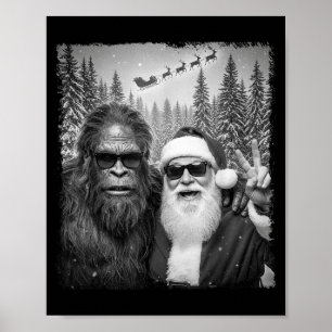 Grappige Sasquatch Meme Cool Selfie Met Sinterklaa Poster