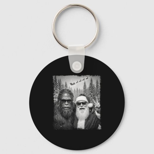 Grappige Sasquatch Meme Cool Selfie Met Sinterklaa Sleutelhanger (Voorkant)