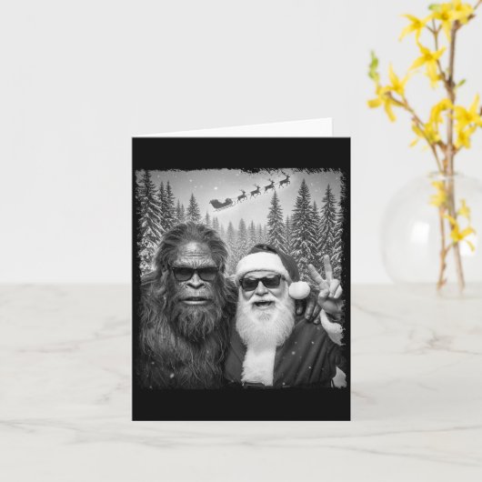Grappige Sasquatch Meme Koude Selfie Met Santa Chr Kaart (Gele Bloem)