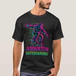 Grappige Sasquatch Skateboarden Retro Neon - Bigfo T-shirt