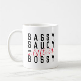 Grappige Sassy Saucy Bossy Attitude Typografie Koffiemok