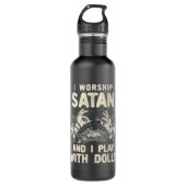 Grappige satanic Ik aanbid satan en ik speel met p Waterfles (Voorkant)