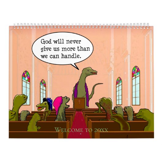 Grappige Satire Dinosaur Cartoon Parodieën op Mens Kalender (Hoes)