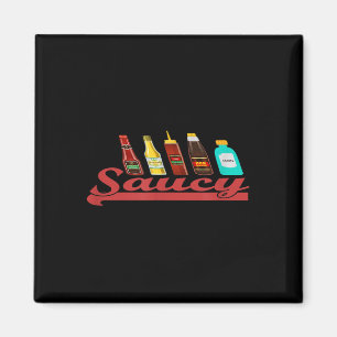 Grappige Sauce Saucy Ketchup Mosterd Mayo BBQ Hot  Magneet