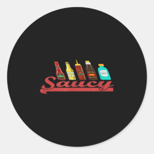 Grappige Sauce Saucy Ketchup Mosterd Mayo BBQ Hot  Ronde Sticker