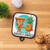 Grappige Saus en zoete Oven Mitt en Pothouders Pannenlap (Top down)