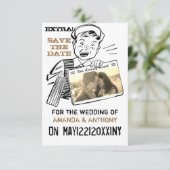 Grappige save the date aangepaste foto kaart (Staand voorkant)