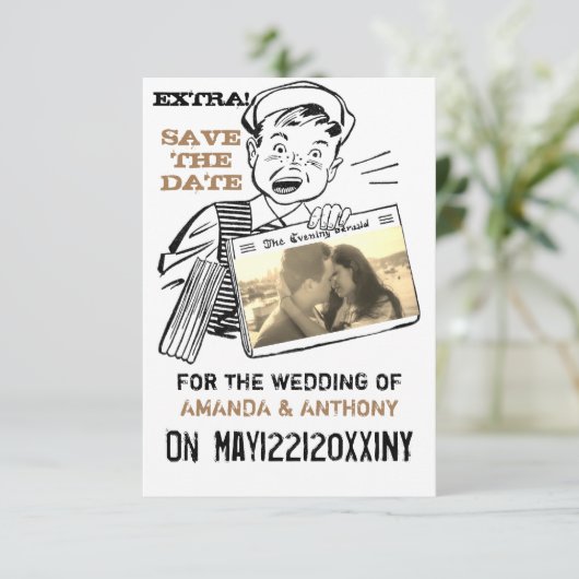 Grappige save the date aangepaste foto kaart (Staand voorkant)